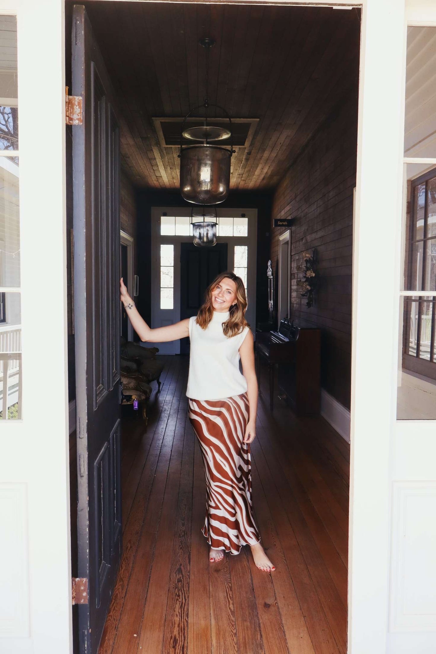 Zebra Print Silk Slip Skirt