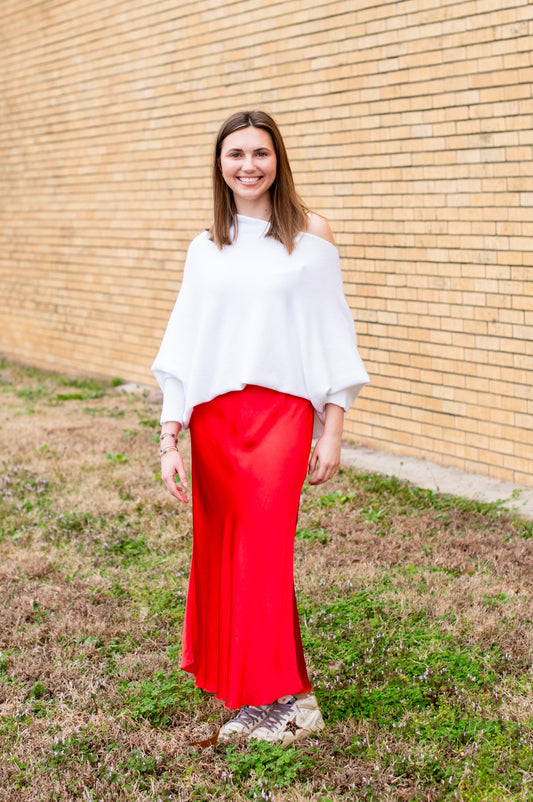 Silk Slip Skirt- Red
