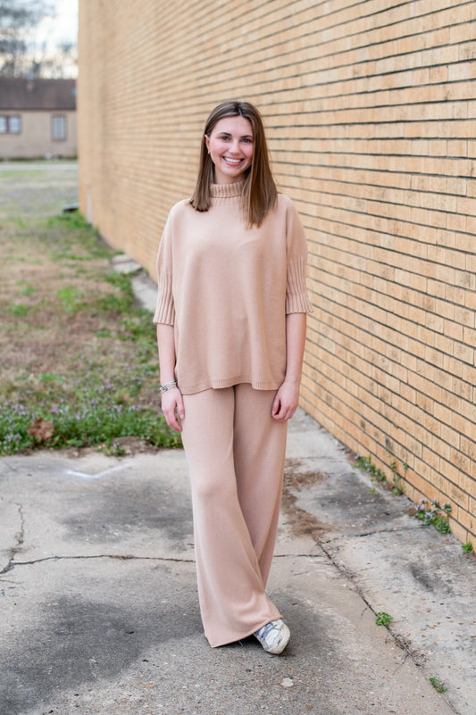 Ribbed Knit Top- Caramel