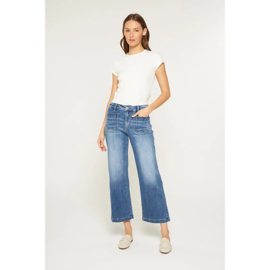 High Rise Cropped Wide Leg with Patch Pocket