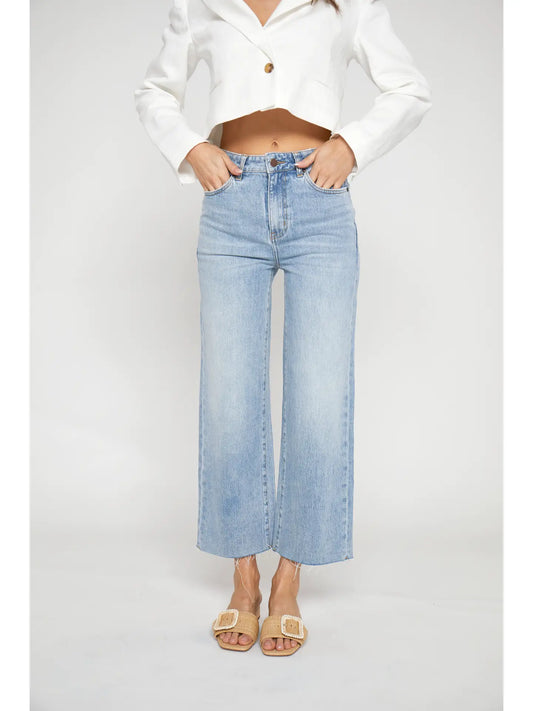 Ankle Crop High Rise Jean, Light Indigo Worn