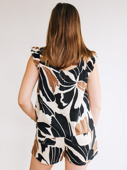 Within Time Button Linen Shell Top