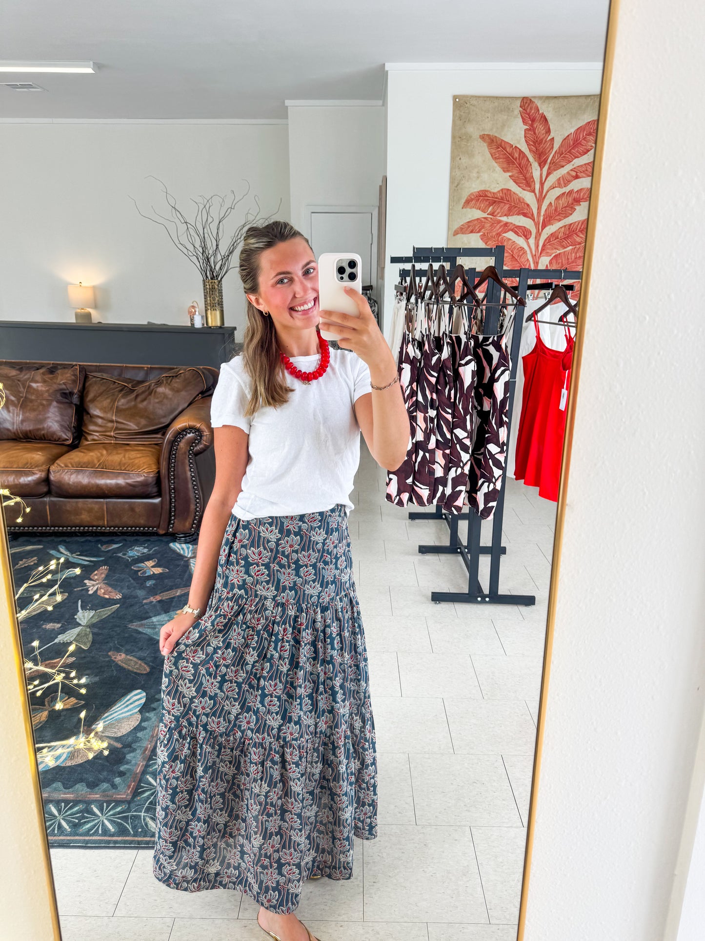 Indigo Block Print Skirt