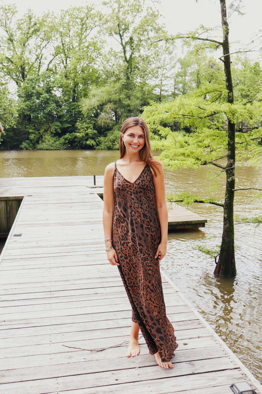 Leopard Print Silk Slip Dress